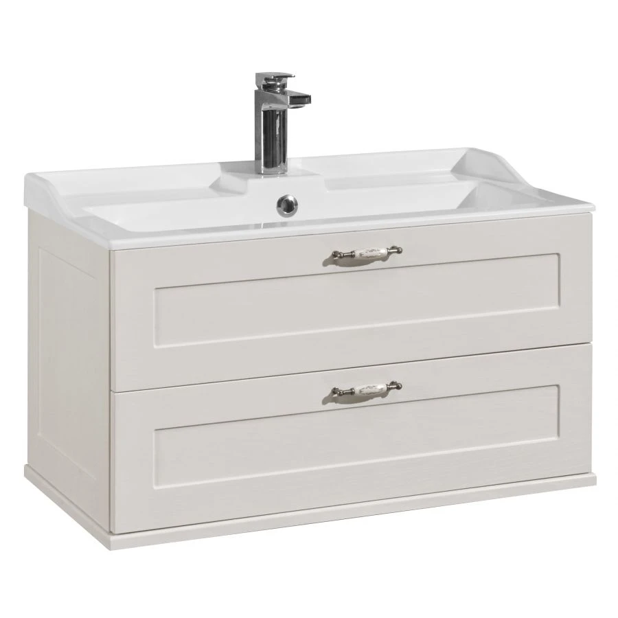 Aquaton Leon 80 Wall-Mounted Sink Cabinet in White Oak