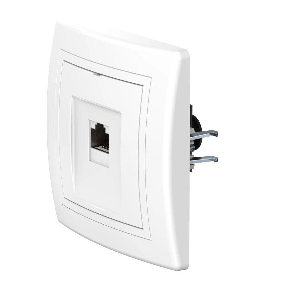 CADUCEUS ALING PRESTIGE Hidden Installation Computer Socket with Keystone RJ45 Module 8P8C cat.6A FTP, White, Art. 616S.000