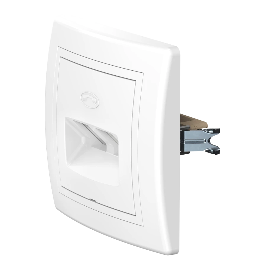 CADUCEUS ALING PRESTIGE Double Hidden Installation Telephone Socket 2xRJ12 6P2C, White, Art. 611.000