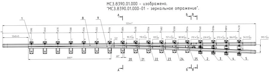 سكة حديدية نوع UIC60 مع نقطة (مشروع MSZ.8390.01.000/-01)