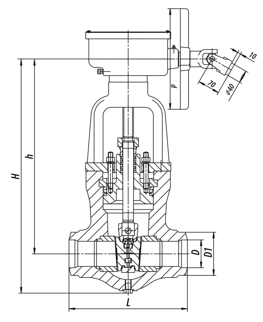 صمام بوابة 1120-100-KZ-01 لأنابيب الماء والبخار