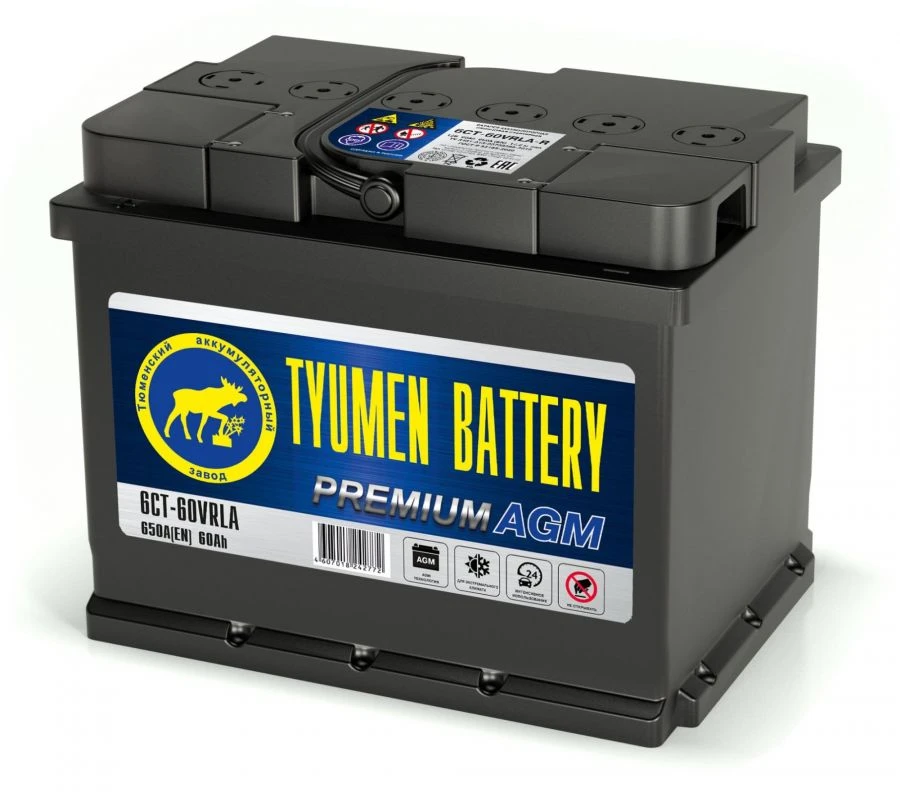 بطارية بدء التشغيل الرصاصية TYUMEN BATTERY 6СТ-60VRLA-R