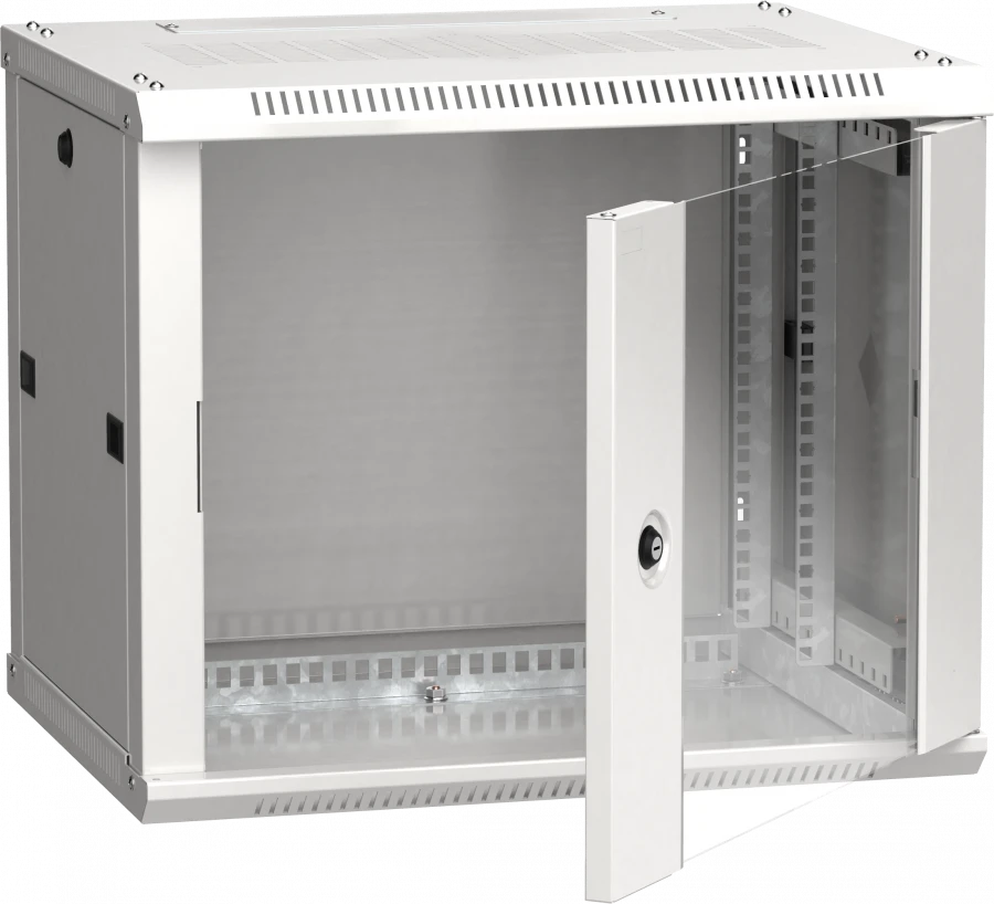 LINEA W 9U Wall-Mounted Cabinet 600x450mm Glass Door, RAL7035