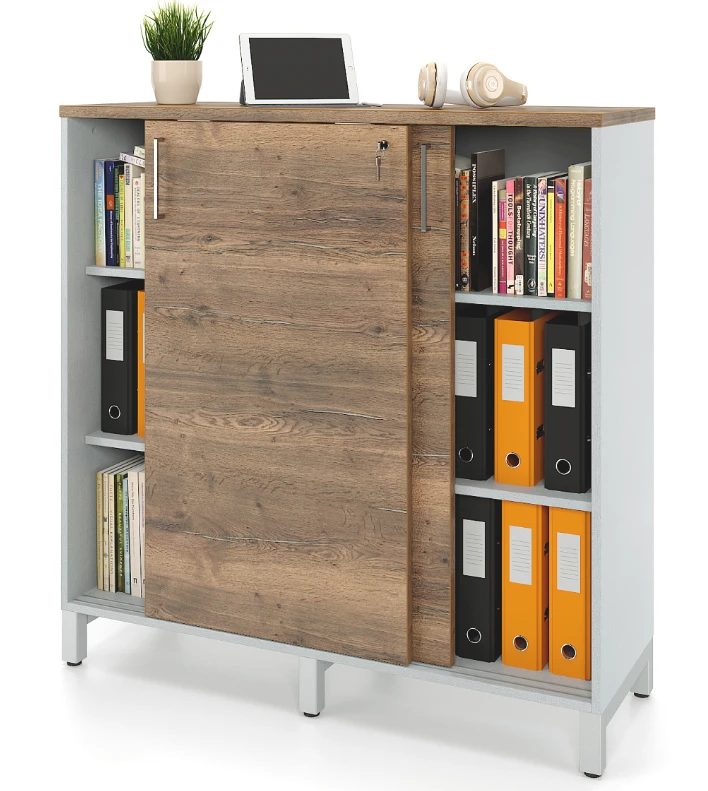 ZAMM Locker (Sliding Door Cabinet) with 3 Shelves on Metal Frame
