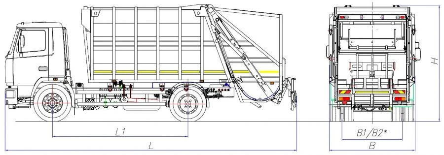 شاحنة جمع النفايات الخلفية الطراز MK-3541-03