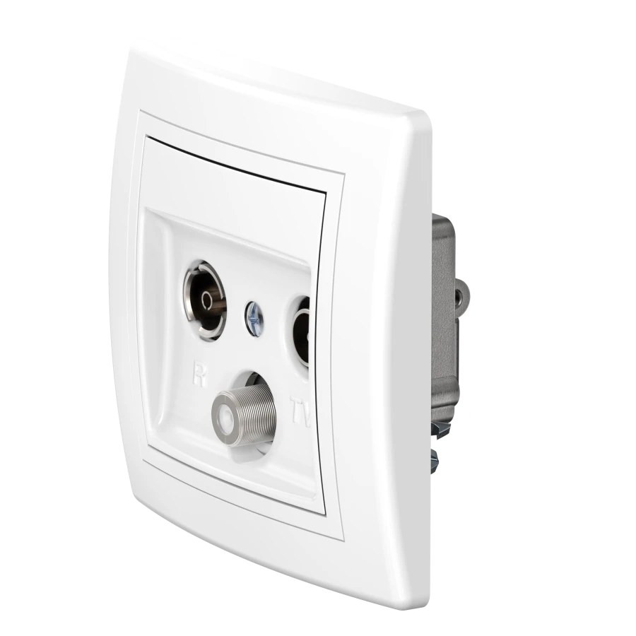 CADUCEUS ALING PRESTIGE Hidden Installation Antenna Socket TV/FM/SAT, White, Art. 612S.000