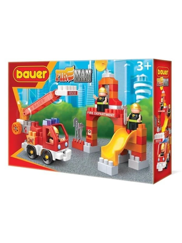 Firefighter Themed Building Block Toy Set "Fire Truck and Training Ground" 77 Pieces