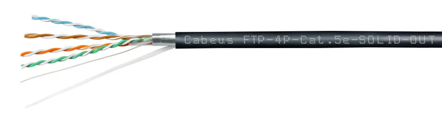 كابل اتصالات متوازن لأنظمة النقل الرقمية Cabeus F/UTP، الفئة 5e، خارجي