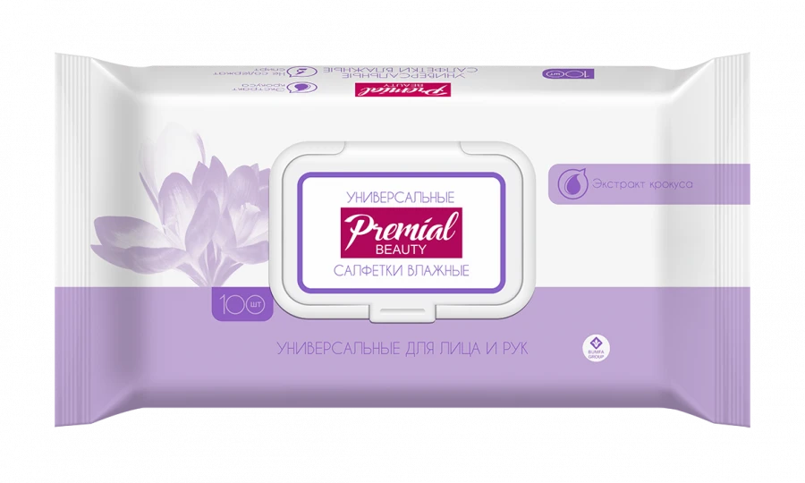 Universal Wet Wipes with Crocus Extract for All-Purpose Use