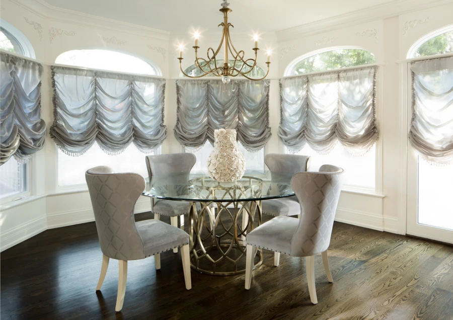 French Lift Curtains with Festoon Trim