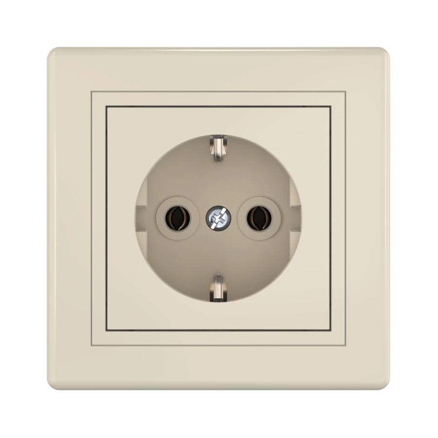 Caduceus Aling Prestige Hidden Socket with Grounding 16A, 250V, Beige, Art. 6