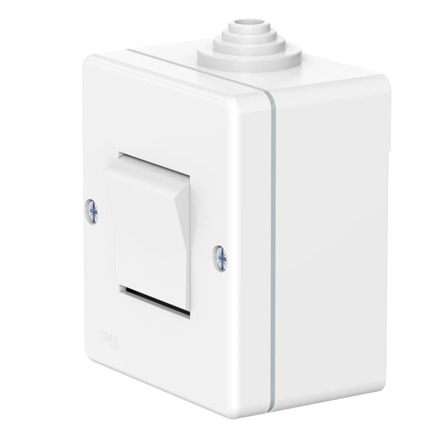مفتاح ضغط مفرد للاستخدام الكهربائي 10A، 250V~، IP55، أبيض، فن. 210