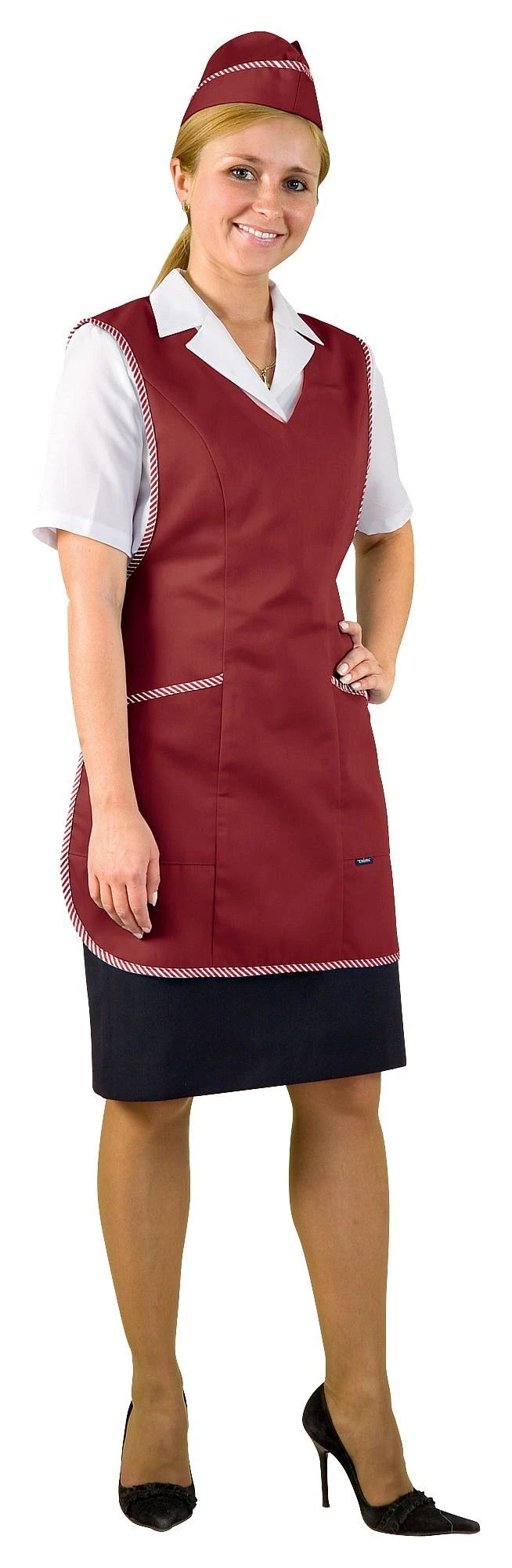 Women's Apron Dress with V-Neck and Pockets Model 3.262