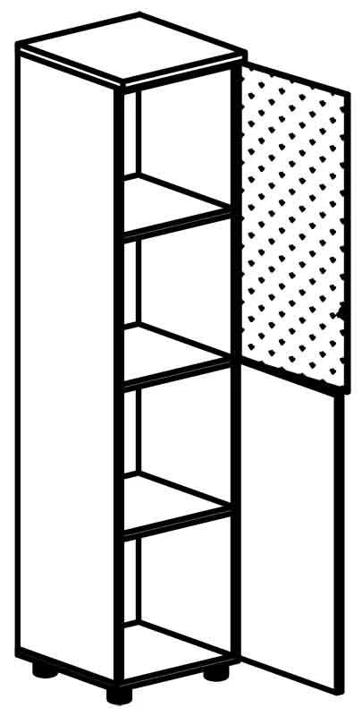 Narrow Document Cabinet with Glass Door, Model 4216 Series "Rhythm
