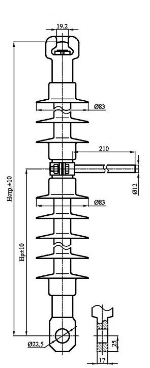 Ribbed Insulator for Suspension, Silicone Rubber, PSPKr 120-25/1.1-0.4-NV-GU