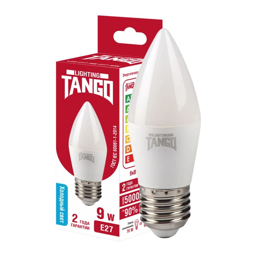 لمبة LED 9 واط E27 شمعة 6500 ك (TANGO LED C37-9W-E27-WW)