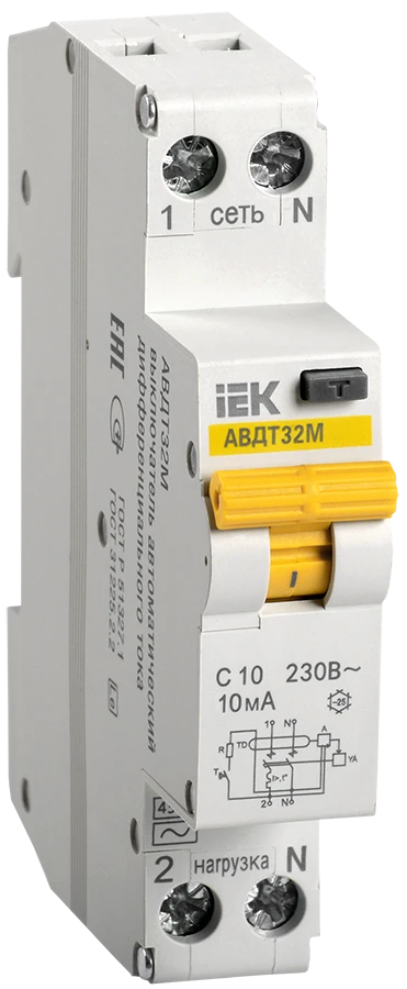 قاطع الدائرة الكهربائية التلقائي AVDT32M C10A 10mA IEK