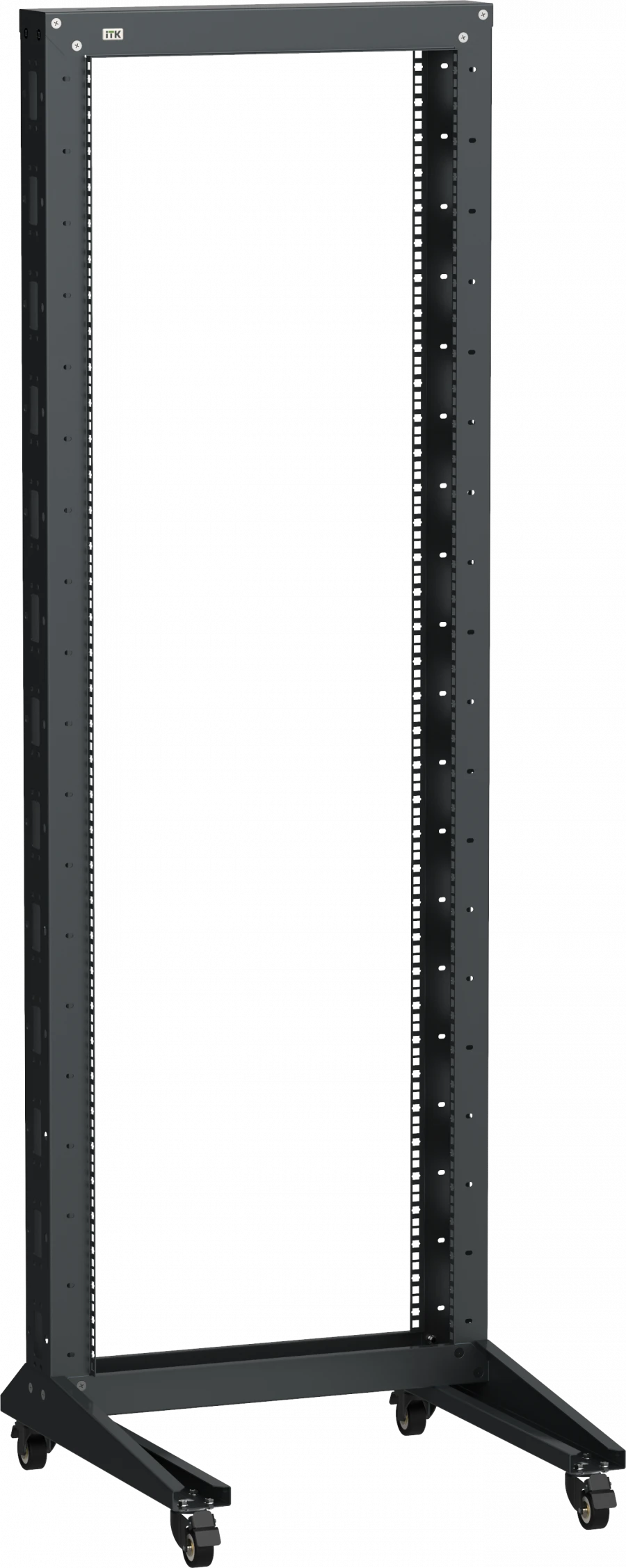 LINEA F 1U Rack with Rolling Casters 600x600mm Black LF05-47U66-1RM