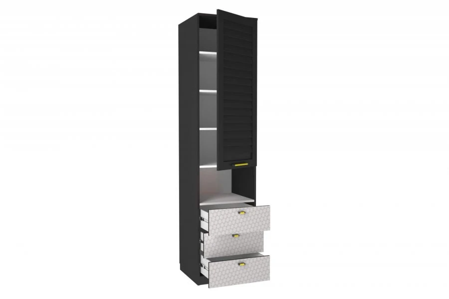 باتمان LD.519060.000 واجهة رف مع أدراج (أبيض/أسود)