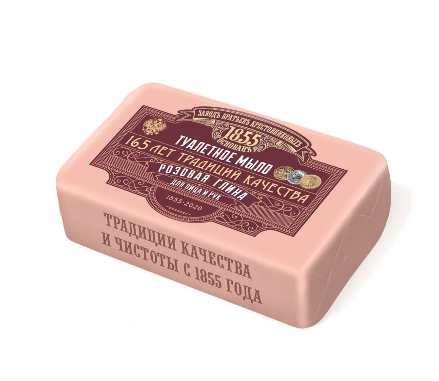 Solid Toilet Soap "Brothers Krestovnikov Factory. Jubilee. Pink Clay