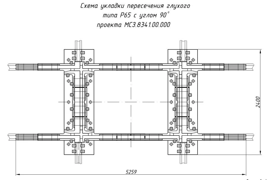 تقاطع أعمى نوع R65 بزاوية 90 درجة (مشروع MSZ.8341.00.000)