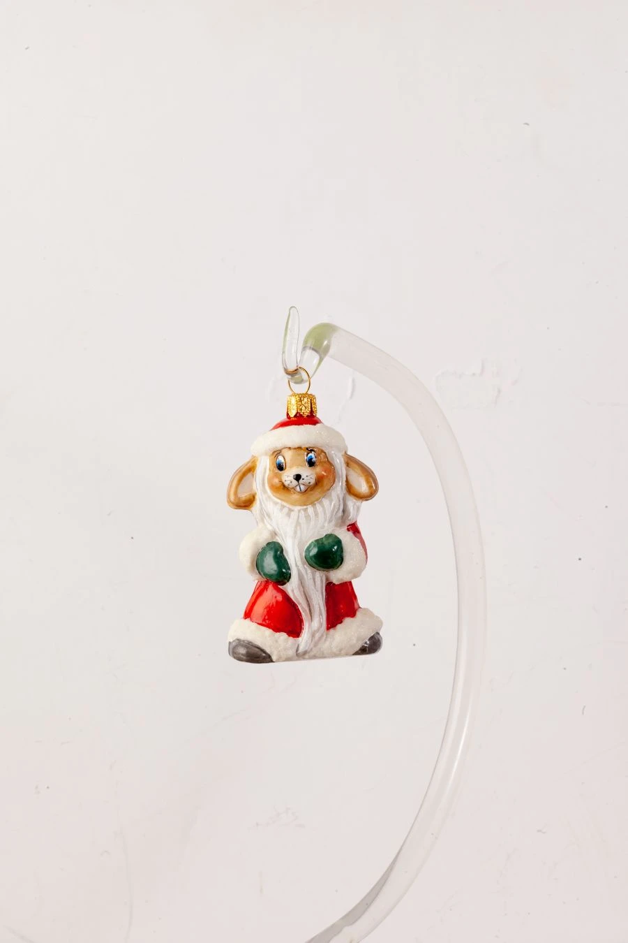 Handcrafted Glass Christmas Ornament "Santa Claus Bunny