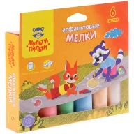 Multi-Pulti Colored Chalks for Asphalt, 6 Colors, Round, Cardboard Box