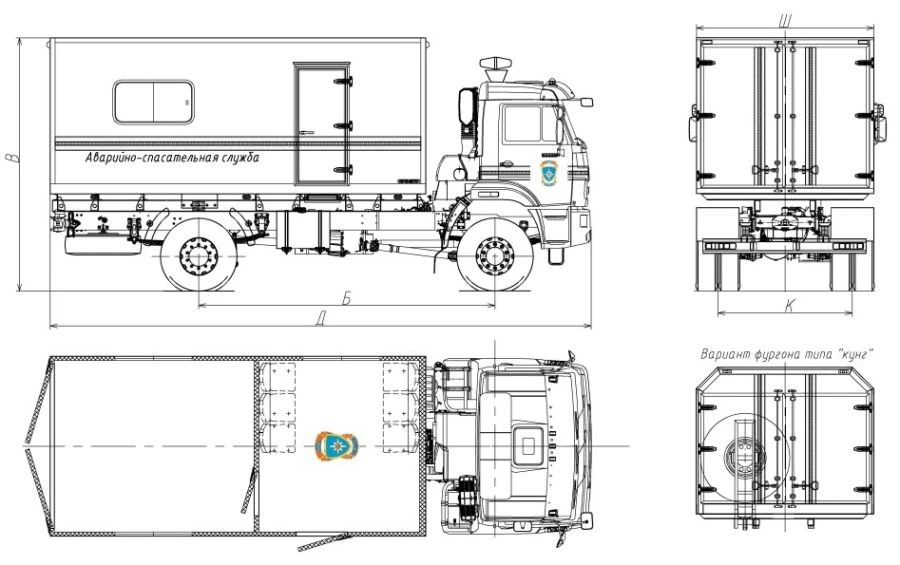 Emergency Rescue Vehicle Model 9723BK without Crane on KAMAZ Chassis Model 43265-D5