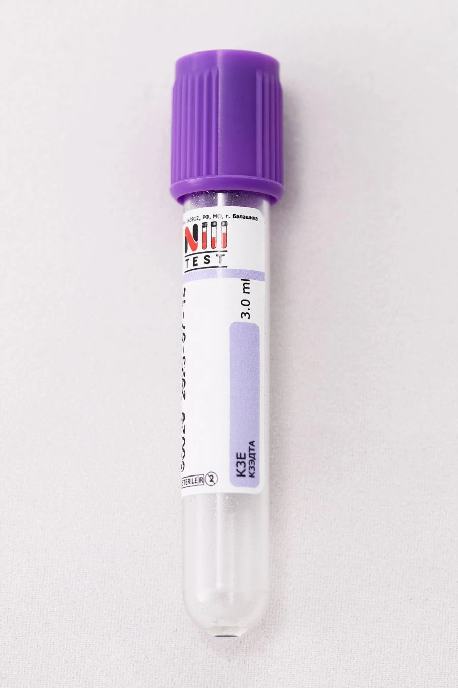 NIII TEST Sterile Vacuum Blood Collection Tube 13x75 mm, 1.0 ml, K3 EDTA