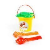 Small Bucket Toy Set with Flower Sieve, Shovel #2 and Rake #2 - Code 2204