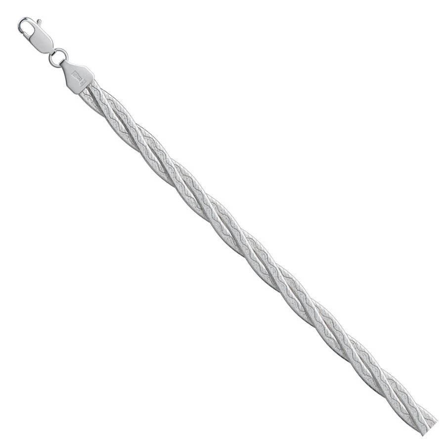 White Gold Bracelet 585 Montreal Braid 3 Chains with Diamond Cut NB18-025-3 0.4MM 21CM 5.06G