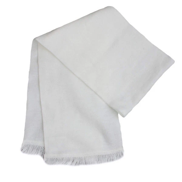 White Scarf Made of 50% Wool and 50% Acrylic Fabric