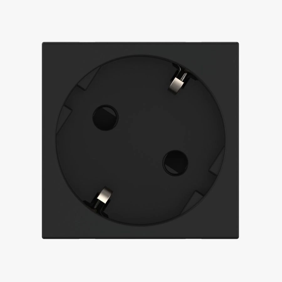 مقبس CADUCEUS ALING HIDE المودولاري مع تأريض، 16A، 250V، بزاوية 45 درجة، أسود
