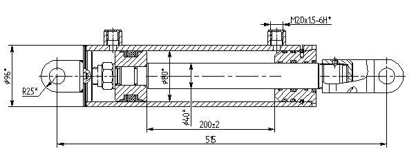 Hydraulic Cylinder 1142.00.00.00 (80x40-200 mm), 16 MPa