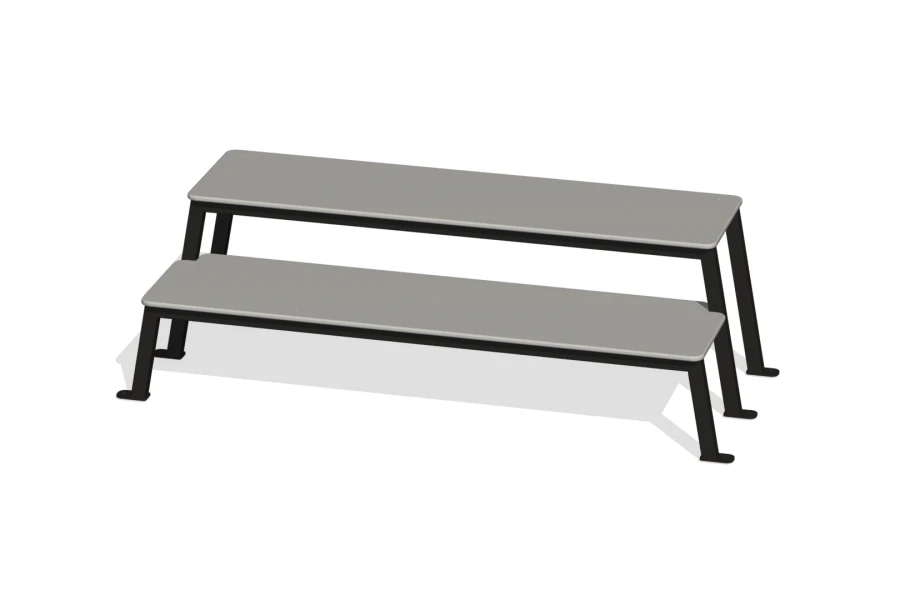 Double-Level Horizontal Gymnastics Bench for Arm Flexion and Extension Tests