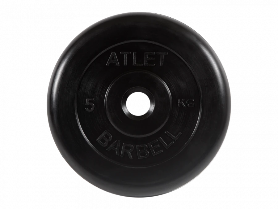 Rubber Coated Weight Plate "Atlet", Black, 26 mm, 5 kg MB-AtletB26-5