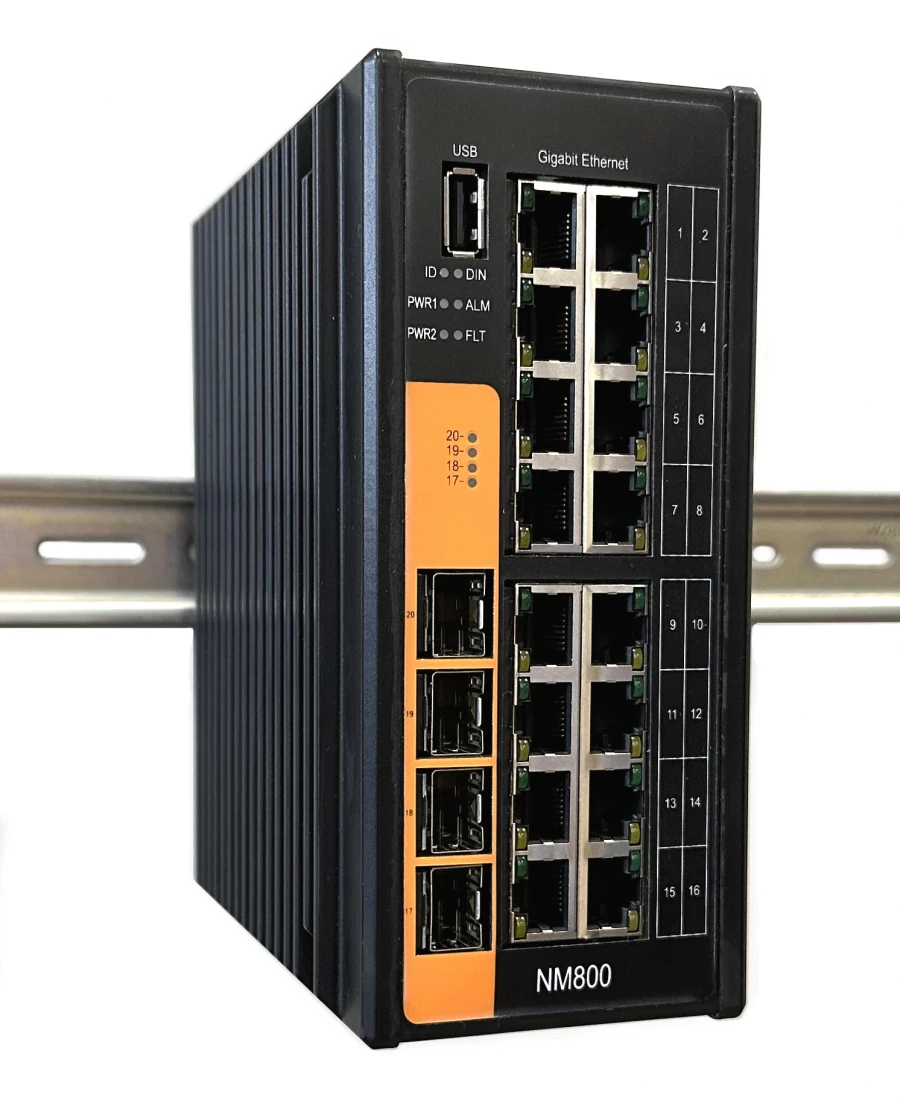 مفتاح إيثرنت صناعي مُدار NM800 لتطبيقات على سكة DIN