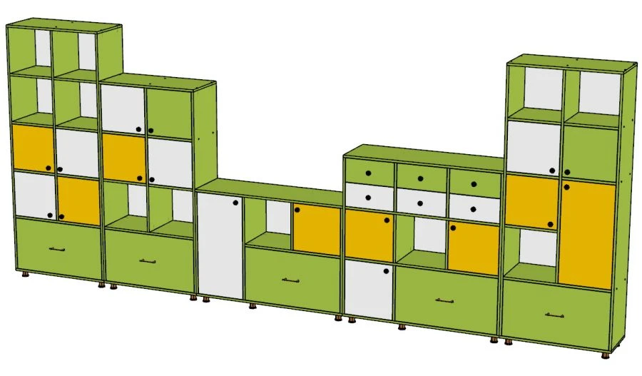 Modular Shelving Unit with 5 Fixed Shelves, Art. No. 015/2023