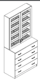Multimedia Cabinet with DVD Holders - Size 2050x834x517mm