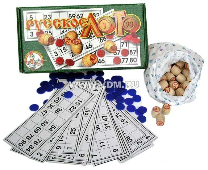 Loto Board Game - Classic Family Game with 90 Wooden Tokens