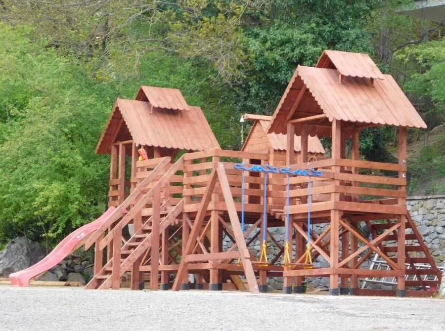 Children's Play Area - Wooden Activity Complex
