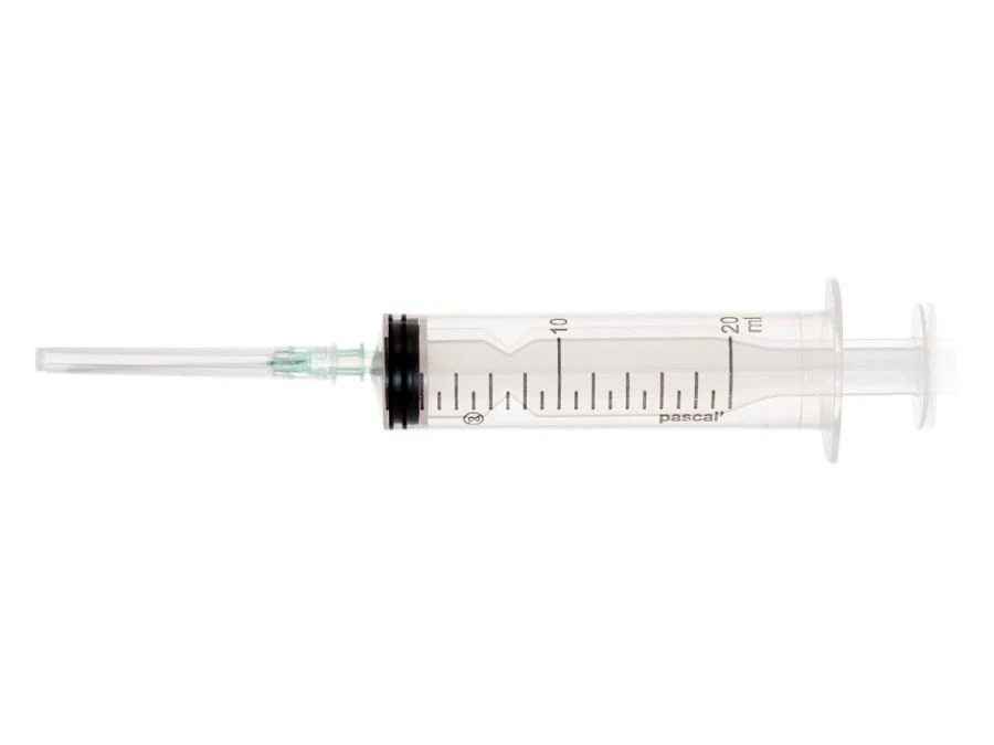 20 مل حقنة معقمة للاستخدام لمرة واحدة ثلاثية المكونات مع إبرة 21G × 1