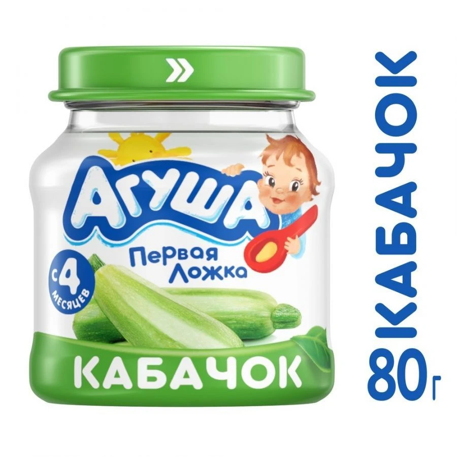 Homogenized Zucchini Puree for Infants, Agusha, 80g