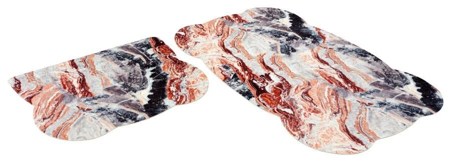 SHAHINTEX SILK PHOTOPRINT Marble Beige Mat Set 60x98+60x49