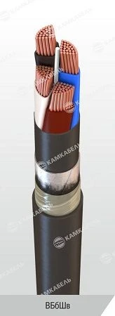 Power Cable with Copper Conductors and Cross-Linked Polyethylene Insulation, 3 kV, VBBShv Model