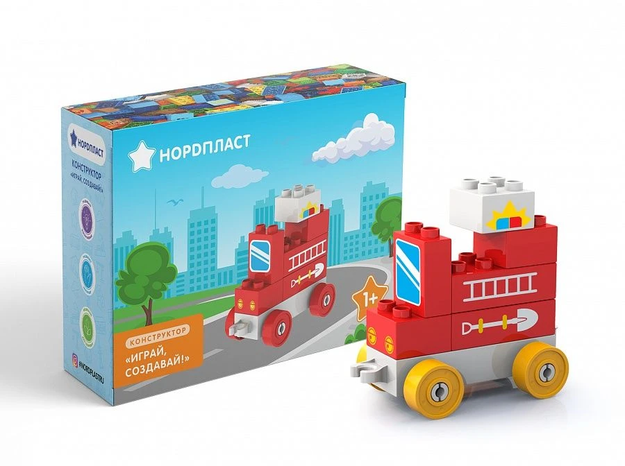 Fire Truck Building Set - "Play, Create" (7 Pieces)