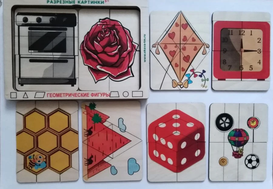 لعبة تعليمية "صور مقطوعة، أشكال هندسية 5+"، 8 صور