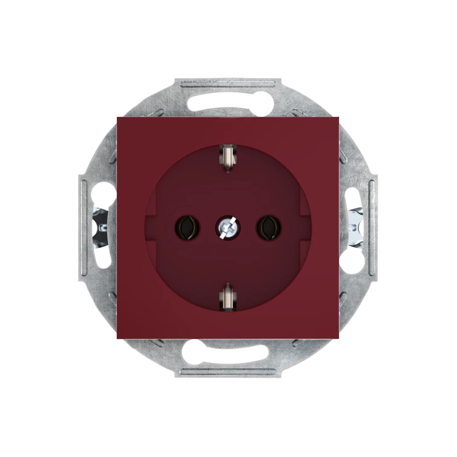 CADUCEUS ALING PRESTIGE Hidden Socket with Grounding and Shutters, 16A, 250V, Burgundy, Art. 6000.3