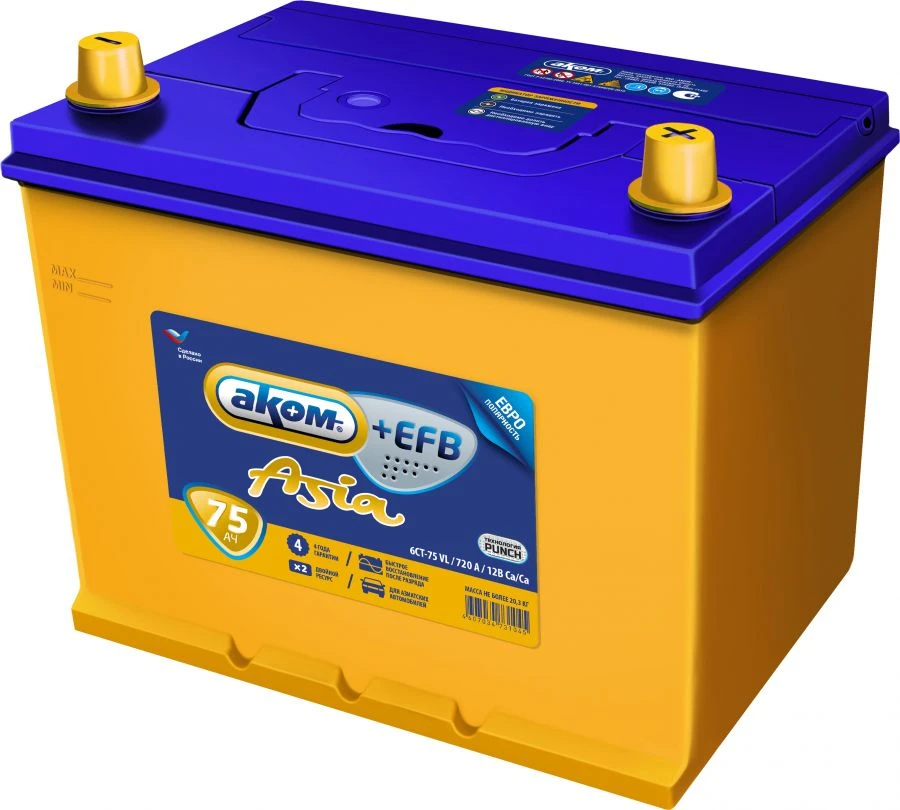 بطارية أكوم ASIA EFB Euro 6ST-75VL