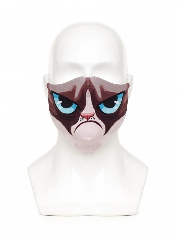Colorful Hygienic Mask - Gloomy Cat Design, Size L